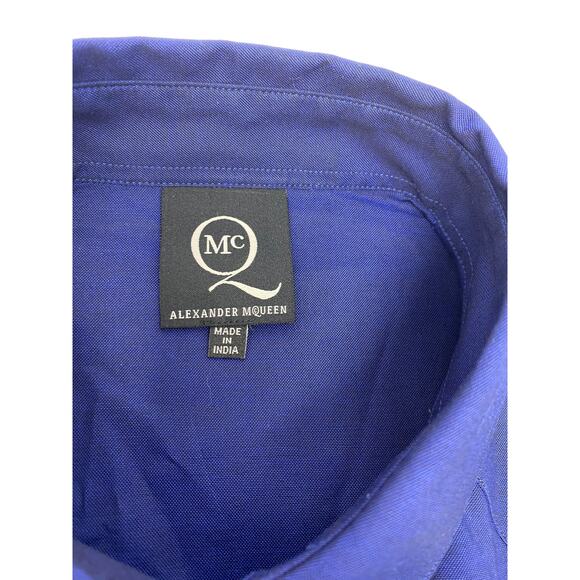 Alexander McQueen Small Solid Navy Blue Long Sleeve Button Down Shirt NWOT - Picture 2 of 5
